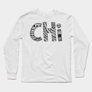 Chi Letter Doodle Pattern Long Sleeve T-Shirt